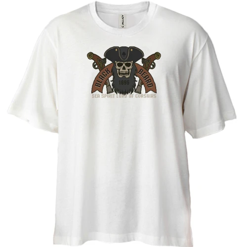 Футболка двонитка Oversize, Білий, Black Beard