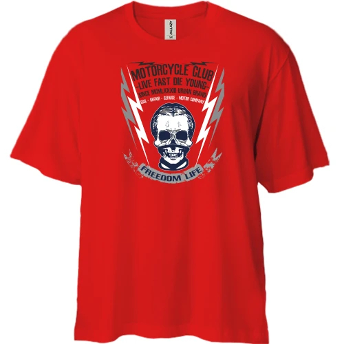 Футболка двунитка Oversize Motorcycle Club Freedom Life