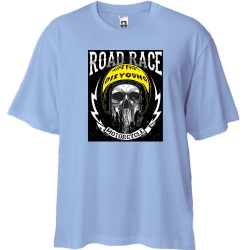 Футболка двунитка Oversize, Синий, Road Race
