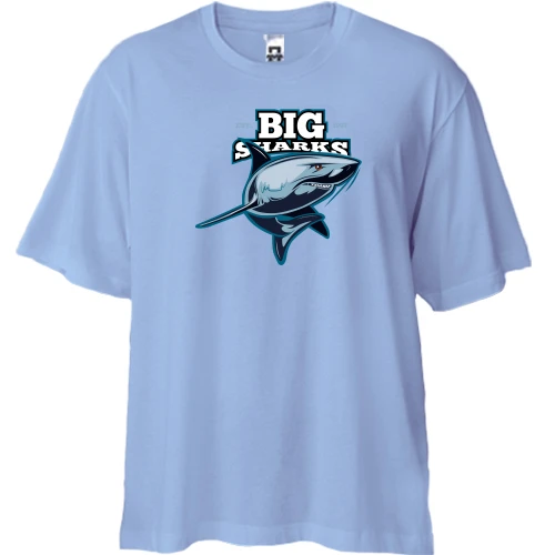 Футболка двунитка Oversize, Синий, Big Sharks