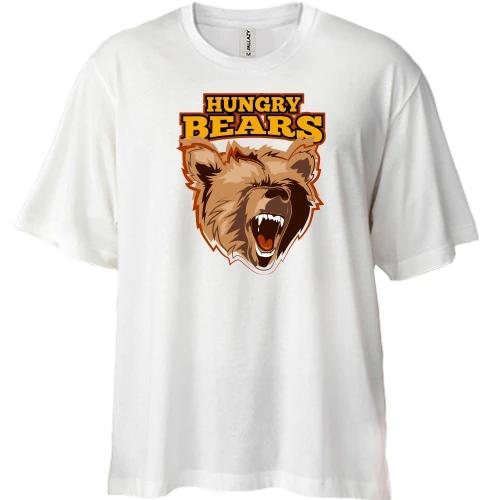 Футболка двонитка Oversize, Білий, Hungry Bears