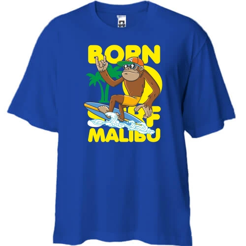 Футболка двунитка Oversize, Синий, Born Malibu Monkey