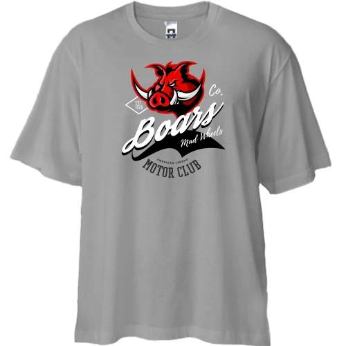 Футболка двунитка Oversize, Серый, Boars Motor Club