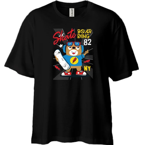 Футболка двунитка Oversize, Черный, Skate Boarding