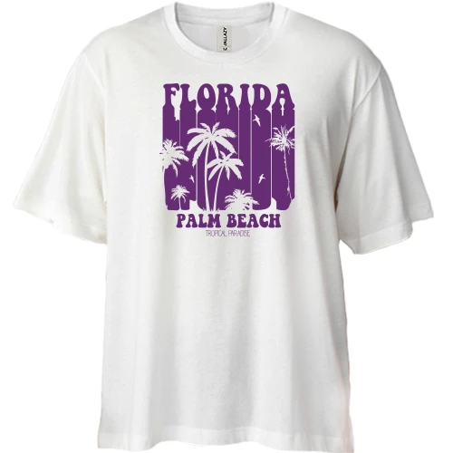 Футболка двунитка Oversize, Белый, Florida Palm Beach