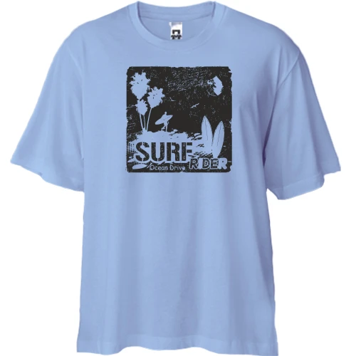 Футболка двонитка Oversize, Синій, Surf ride Ocean drive