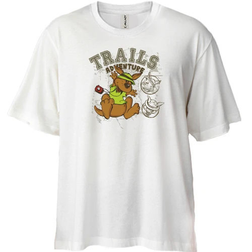 Футболка двонитка Oversize, Білий, Trails Adventure з кенгуру-мандрівником