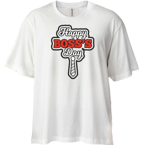Футболка двонитка Oversize, Білий, Happy Boss's Day