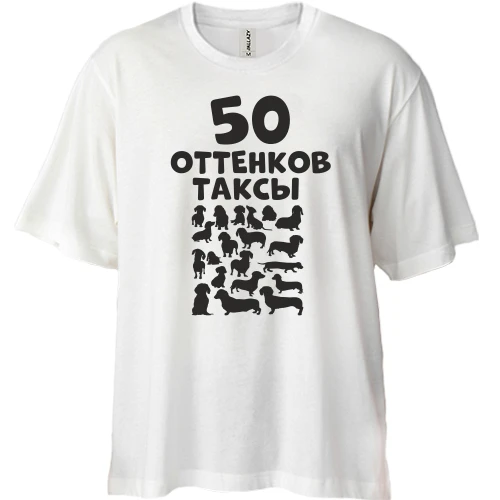 Футболка двонитка Oversize, Білий, 50 Відтінків такси