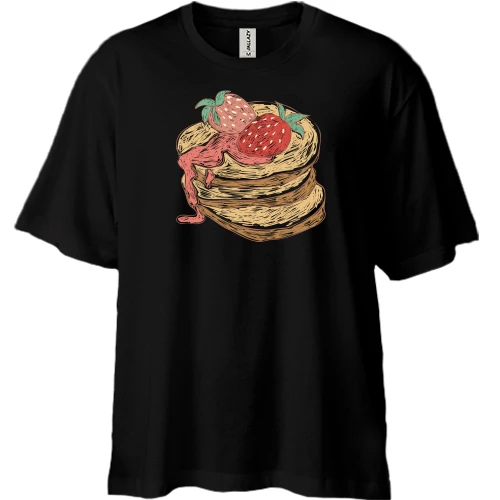 Футболка двунитка Oversize Блинчики с клубникой