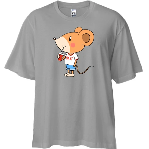Футболка двонитка Oversize, Сірий, Baby mouse