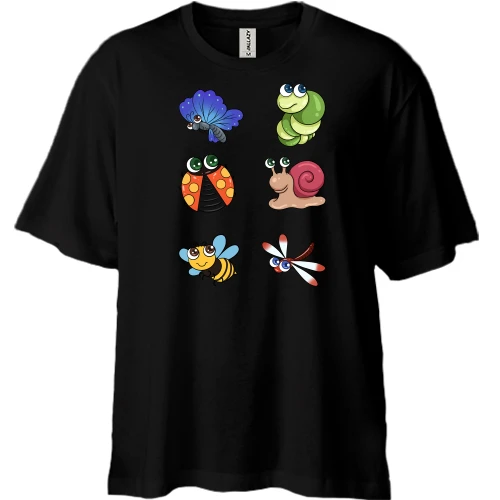 Футболка двонитка Oversize, Чорний, Baby Bugs