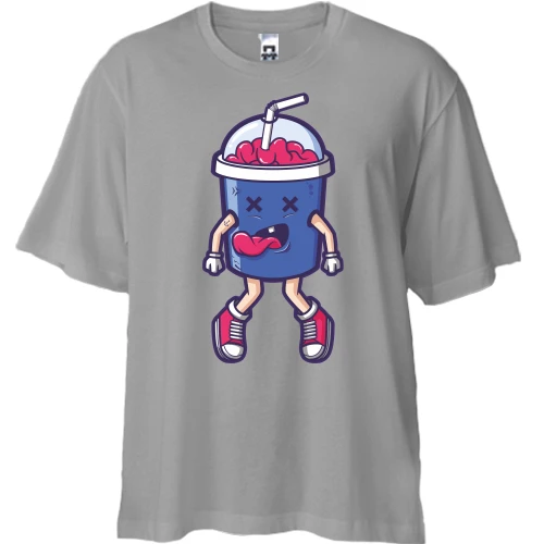 Футболка двонитка Oversize, Сірий, Brain juce
