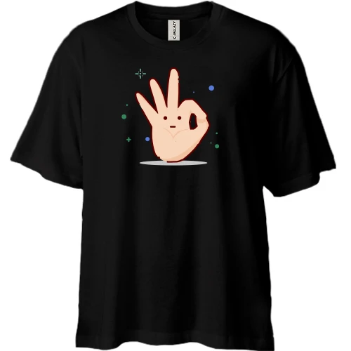 Футболка двунитка Oversize, Черный, OK