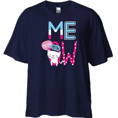 Футболка двунитка Oversize, Синий, MEOW MEOW