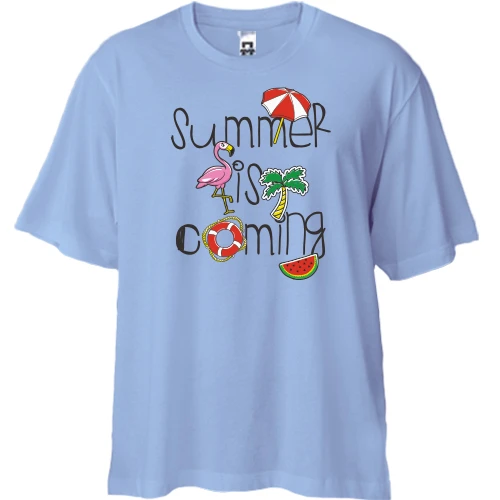 Футболка двунитка Oversize, Синий, Summer is Coming