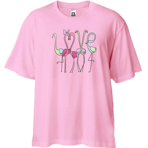 Футболка двунитка Oversize, Белый, Flamingo Family