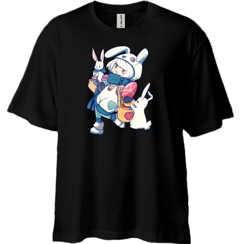 Футболка двунитка Oversize Anime Bunny