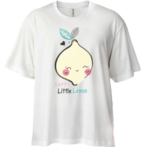 Футболка двунитка Oversize, Белый, Happy Little Lemon