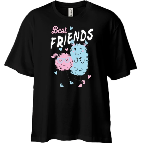 Футболка двонитка Oversize Pink and Blue Best Friends
