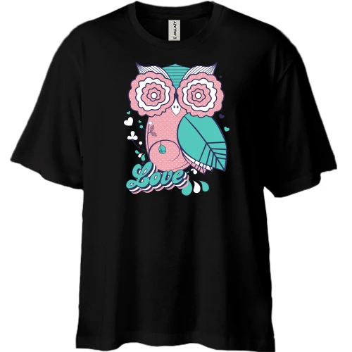 Футболка двунитка Oversize, Черный, Love Owl