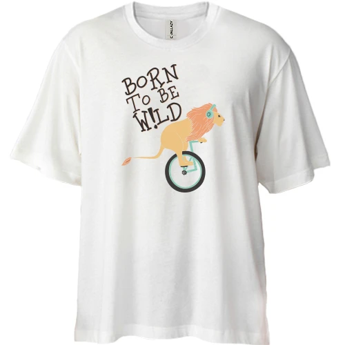 Футболка двонитка Oversize, Білий, Born to be W!ld