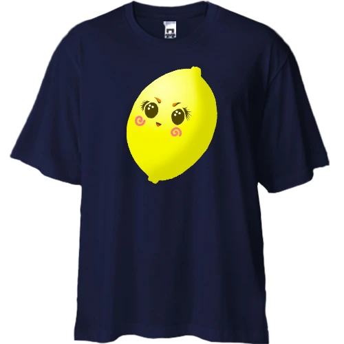 Футболка двунитка Oversize, Синий, Crazy Lemon