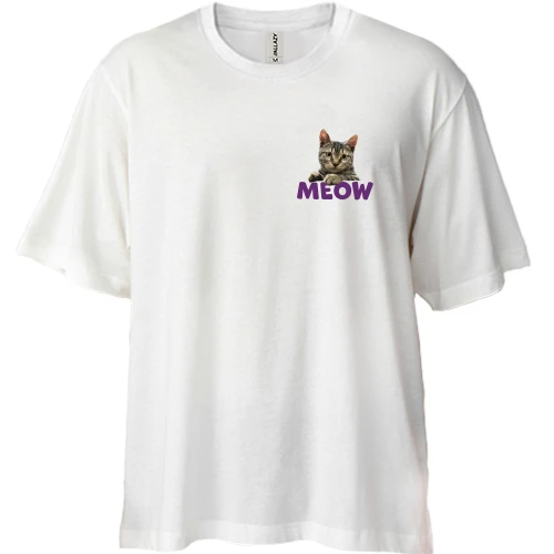 Футболка двонитка Oversize, Білий, Meow (mini)