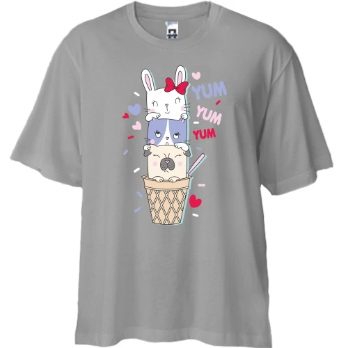 Футболка двунитка Oversize Yum Yum Yum