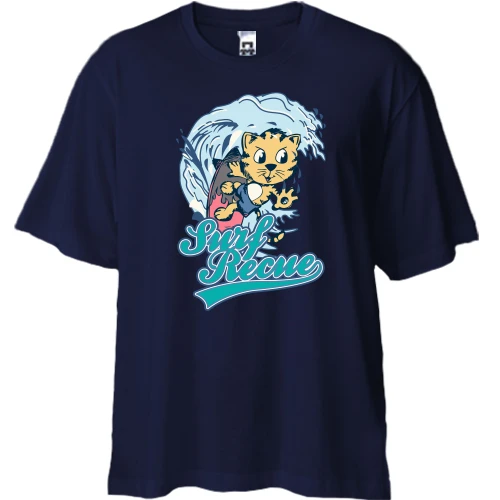Футболка двунитка Oversize, Синий, Surf Recue