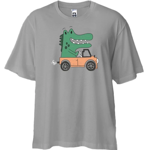 Футболка двунитка Oversize Crocodile in the car