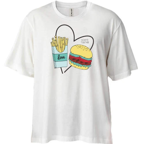 Футболка двунитка Oversize Love fast food