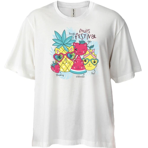 Футболка двунитка Oversize, Белый, Fruits Festival