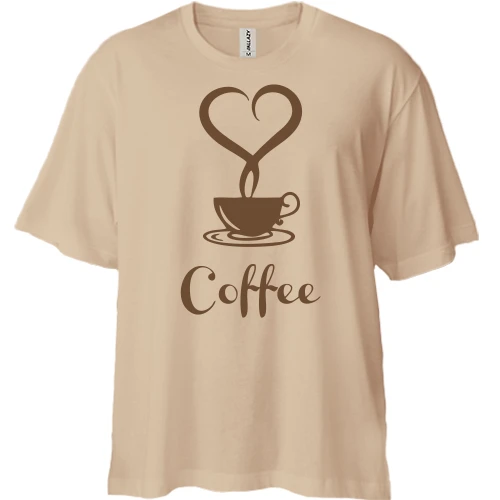 Футболка двунитка Oversize, Белый, Coffee Love