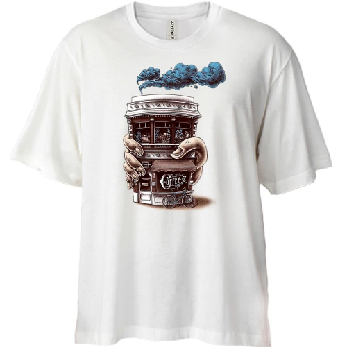 Футболка двунитка Oversize, Белый, Coffee House