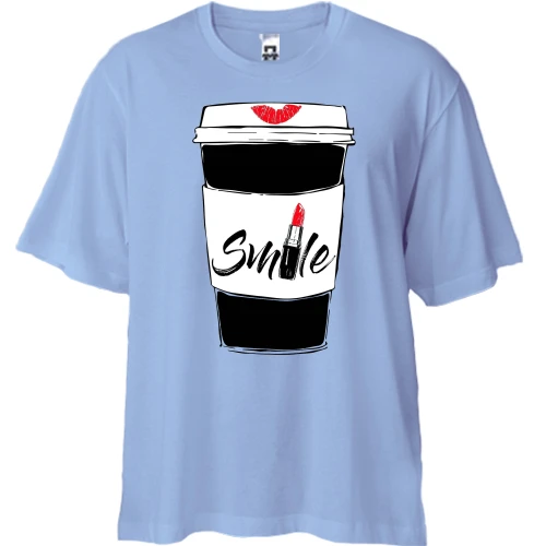 Футболка двунитка Oversize, Синий, Coffee Smile
