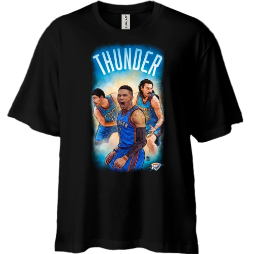 Футболка двунитка Oversize, Черный, THUNDER