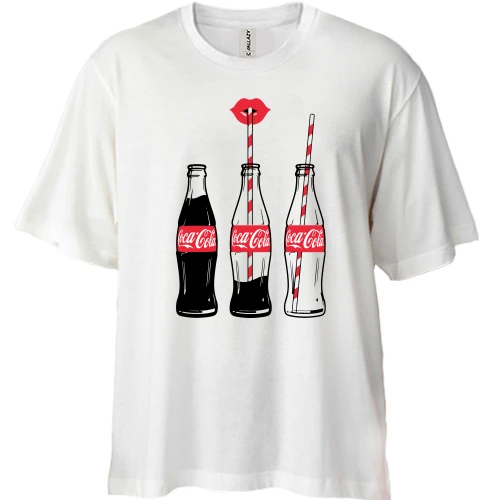 Футболка двонитка Oversize, Білий, 3 Coca Cola