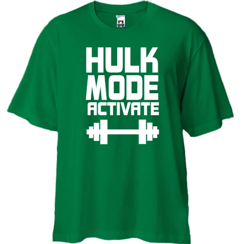 Футболка двунитка Oversize, Зеленый, Hulk Mode Activate
