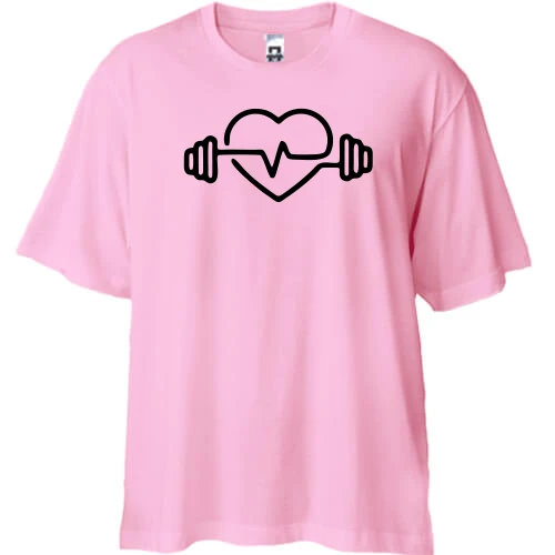 Футболка двунитка Oversize, Розовый, Heart WorkOut