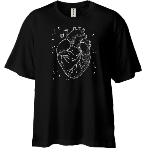 Футболка двонитка Oversize, Чорний, Anatomical heart