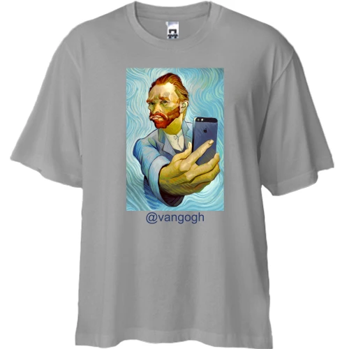 Футболка двунитка Oversize, Серый, @vangogh селфи