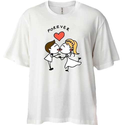 Футболка двунитка Oversize Kissing Couple Forever