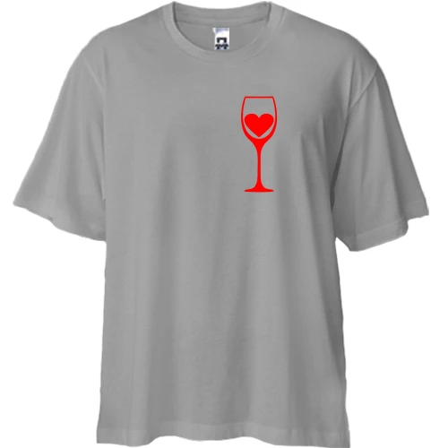 Футболка двунитка Oversize, Серый, Wine is my heart
