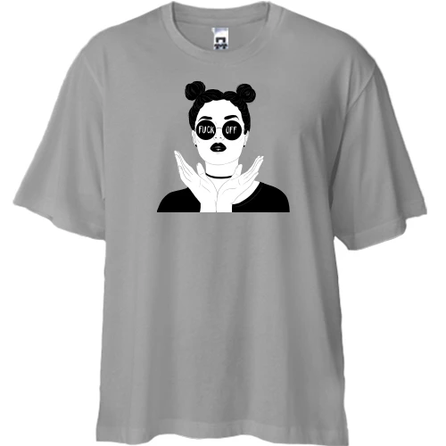 Футболка двунитка Oversize, Серый, F*ck Off