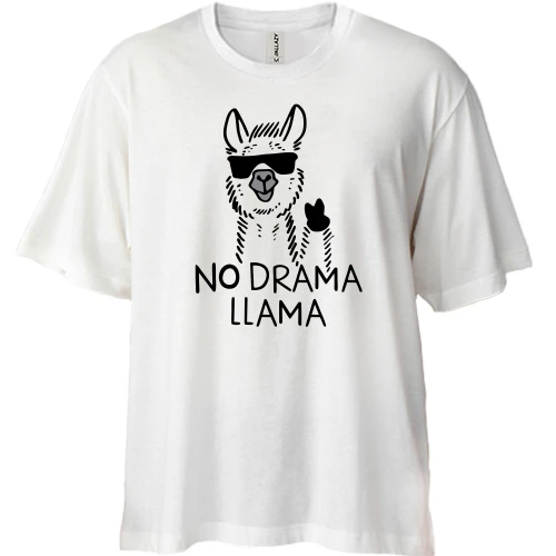 Футболка двонитка Oversize, Білий, No Drama LLama