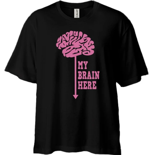 Футболка двунитка Oversize My brain here