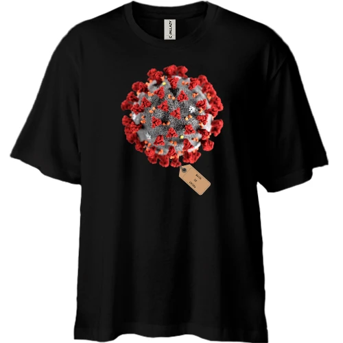 Футболка двонитка Oversize, Чорний, Coronavirus made in China