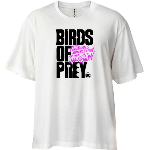 Футболка двунитка Oversize, Белый, Birds of Prey DC