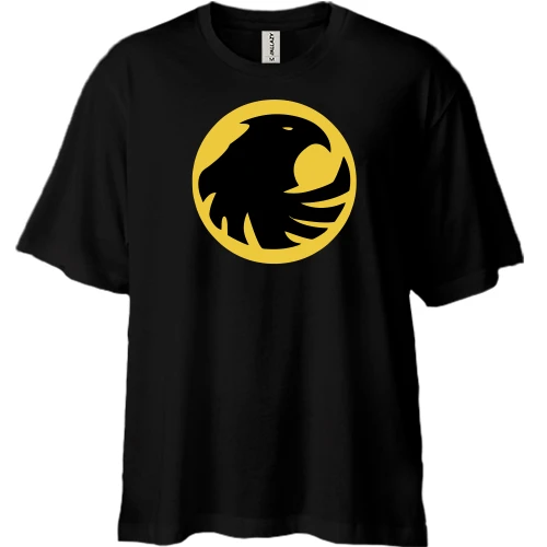 Футболка двонитка Oversize, Чорний, Birds of Prey emblem